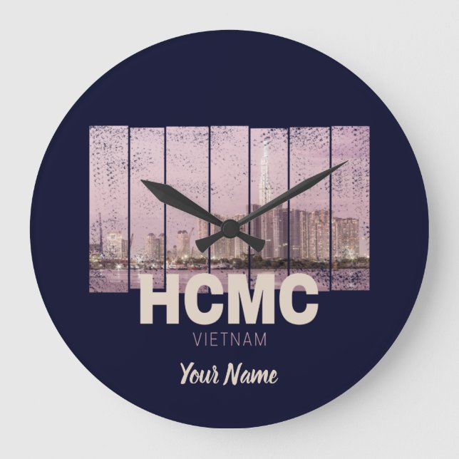 Reloj Redondo Grande HCMC Saigon (Ho-Chi-Minh-City) Skyline Vietnam (Anverso)