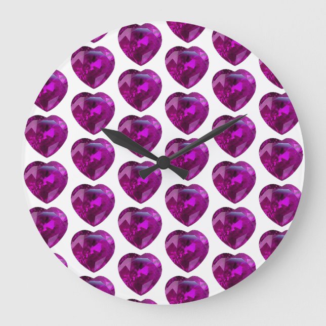 Reloj Redondo Grande Heart Amethyst Gemstone of February Purple (Anverso)