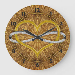 Reloj Redondo Grande Heart Infinity Gold Silver