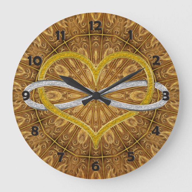 Reloj Redondo Grande Heart Infinity Gold Silver (Anverso)