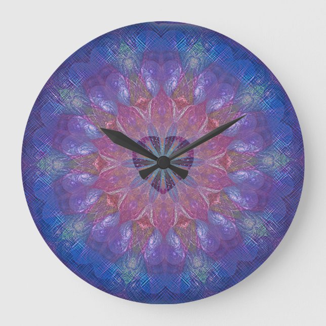Reloj Redondo Grande Heart Mandala (Anverso)