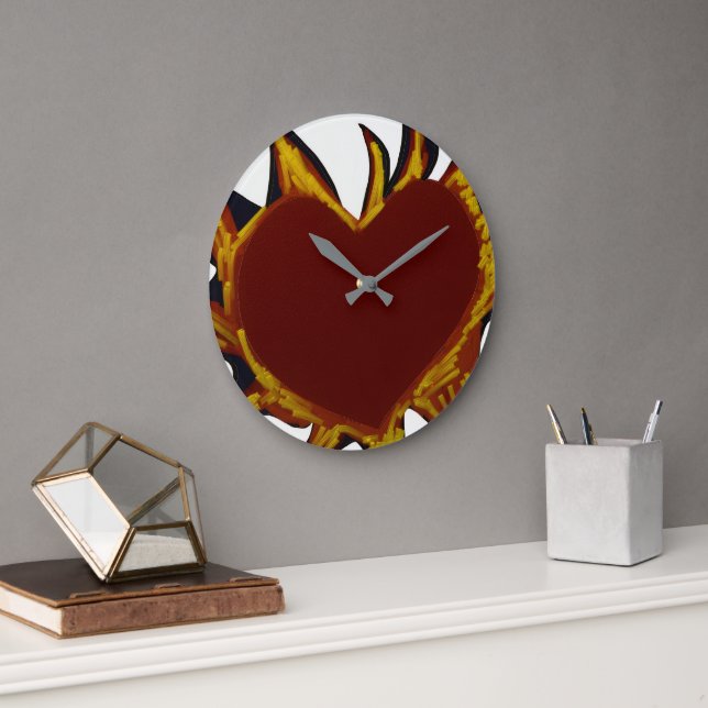 Reloj Redondo Grande Heart on Fire Round Clock (Oficina)