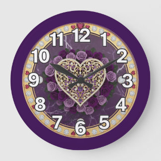 Reloj Redondo Grande Heart with Purple 