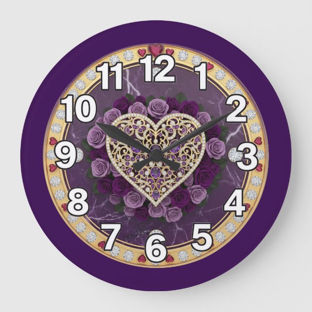 Reloj Redondo Grande Heart with Purple  (Anverso)