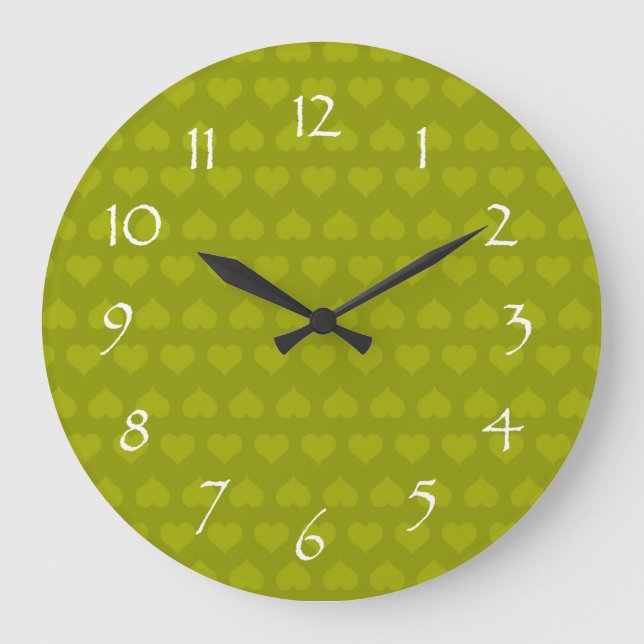 Reloj Redondo Grande Heartlines-Moss Green (Anverso)