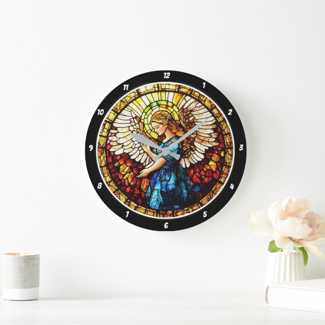 Reloj Redondo Grande Heavenly Grace Sained Glass Angel Wall (Hogar)