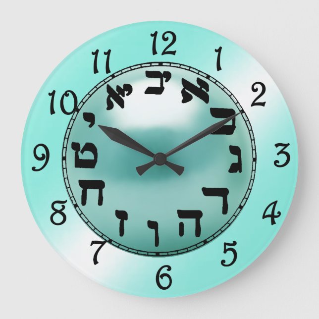 Reloj Redondo Grande Hebrew Numbers  (Anverso)