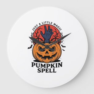 Reloj Redondo Grande Hechizo de calabaza vintage Halloween Bruja Arte d