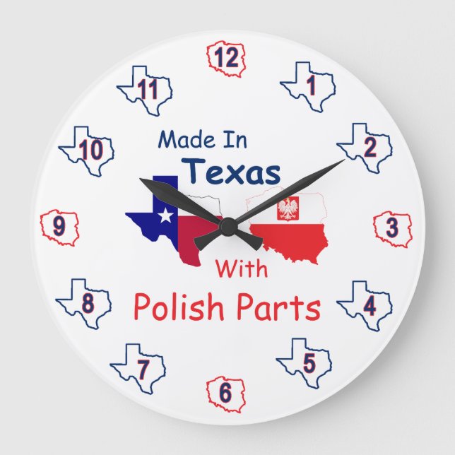 Reloj Redondo Grande Hecho en Texas con piezas polacas (Anverso)