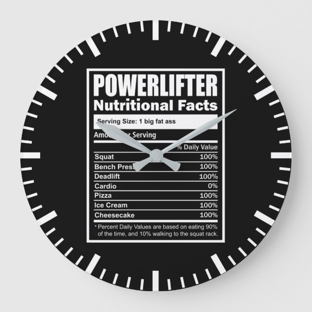 Reloj Redondo Grande Hechos Nutricionales De Powerlifter, Famoso Levant (Anverso)