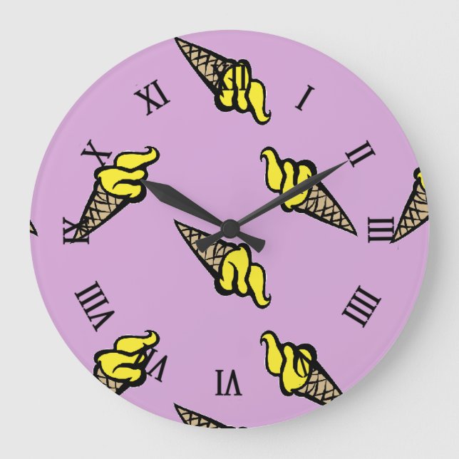 Reloj Redondo Grande Helado amarillo en morado (Anverso)