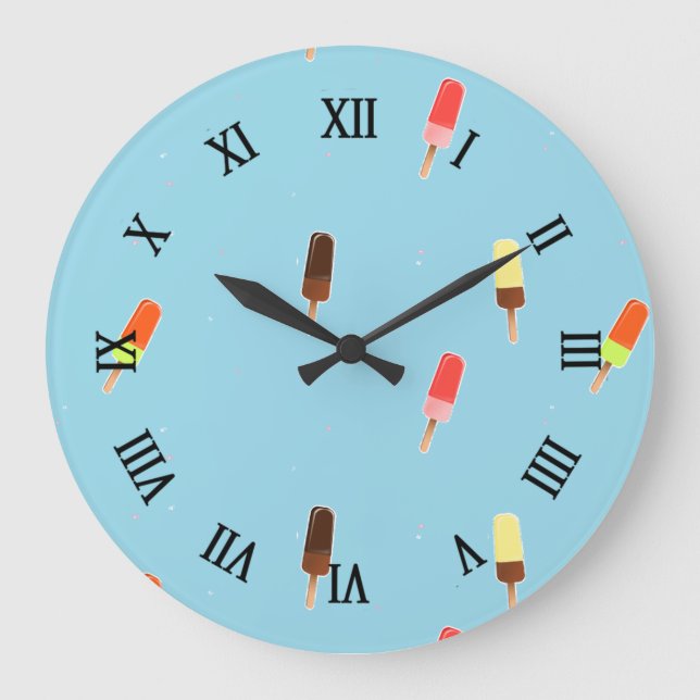 Reloj Redondo Grande helado de pafilia en azul (Anverso)