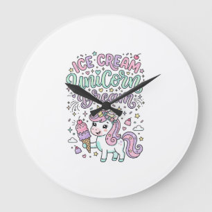 Reloj Redondo Grande Helado de Unicornio Sueño de Unicornio Pastel Cute