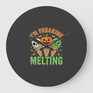 Reloj Redondo Grande Helado Derritiéndose en Halloween
