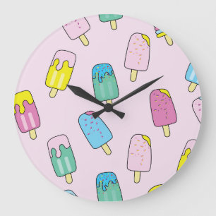 Reloj Redondo Grande Helado lindo: patrón de fruta.