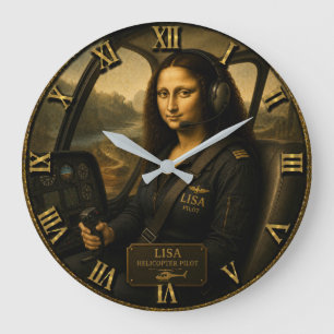 Reloj Redondo Grande Helicopter Pilot Funny Mona Lisa Aviation Gift