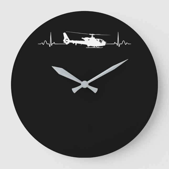 Reloj Redondo Grande Helicóptero Heartbeat para pilotos y aviadores (Anverso)