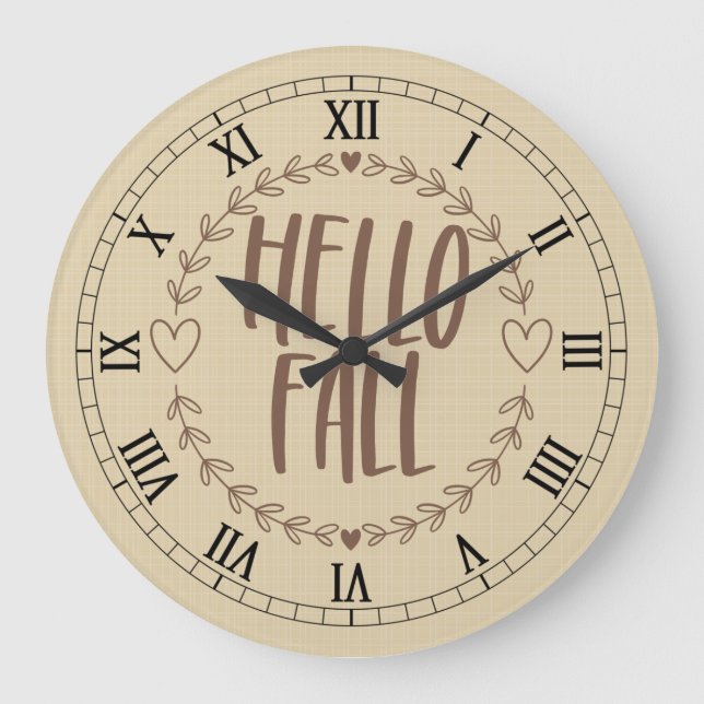 Reloj Redondo Grande Hello Fall Clock (Anverso)