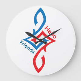 Reloj Redondo Grande Hello Friends Simple Happy Greeting Design