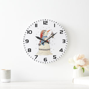 Reloj Redondo Grande Hembra de nieve de invierno con linterna
