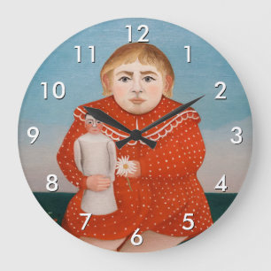 Reloj Redondo Grande Henri Rousseau - Niño con una muñeca
