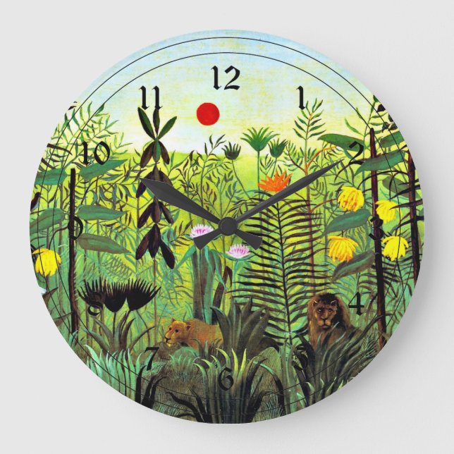Reloj Redondo Grande Henri Rousseau - Paisaje exótico con león (Anverso)
