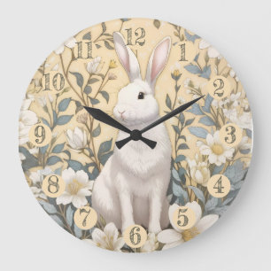 Reloj Redondo Grande Hermano blanco lindo Pastel Floral Amarilla