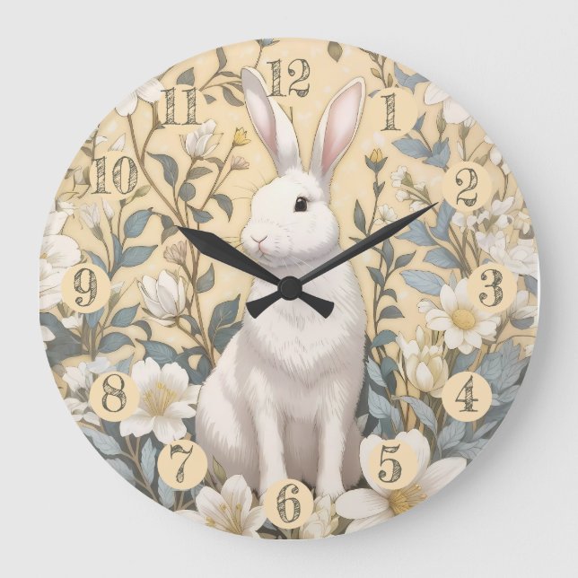 Reloj Redondo Grande Hermano blanco lindo Pastel Floral Amarilla (Anverso)