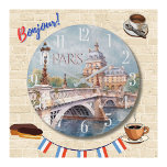 Reloj Redondo Grande Hermosa acuarela de París<br><div class="desc">Este hermoso reloj de pared representa verdaderamente una de las muchas visiones mágicas que tenemos de París — la mística del Sena y la historia de París. Disfrute del reloj especial para usted o como regalo. Si tiene alguna pregunta, sólo tiene que enviar un chat o un correo electrónico a...</div>