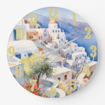 Hermosa acuarela Santorini Grecia Viaje