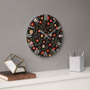 Reloj Redondo Grande Hermosa colección de flores de época