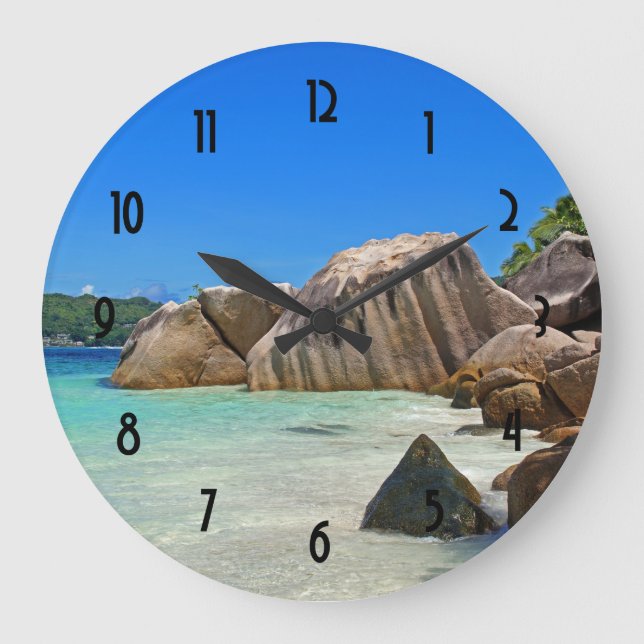 Reloj Redondo Grande Hermosa costa del Mar Tropical (Anverso)