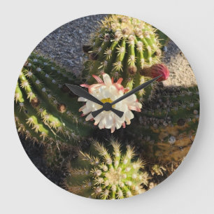 Reloj Redondo Grande Hermosa flor de Cactus