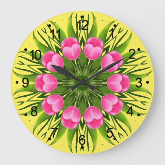 Reloj Redondo Grande Hermosa Flor Mandala Design-79358 (Anverso)