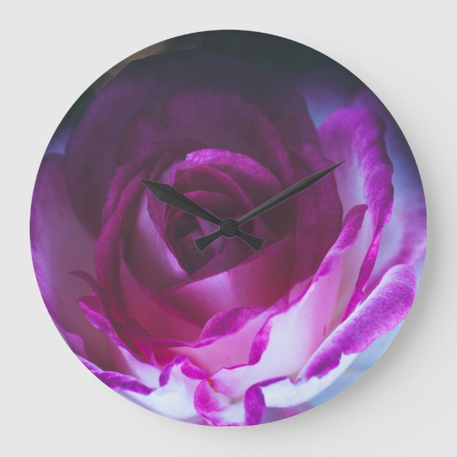 Reloj Redondo Grande Hermosa flor rosa (Anverso)