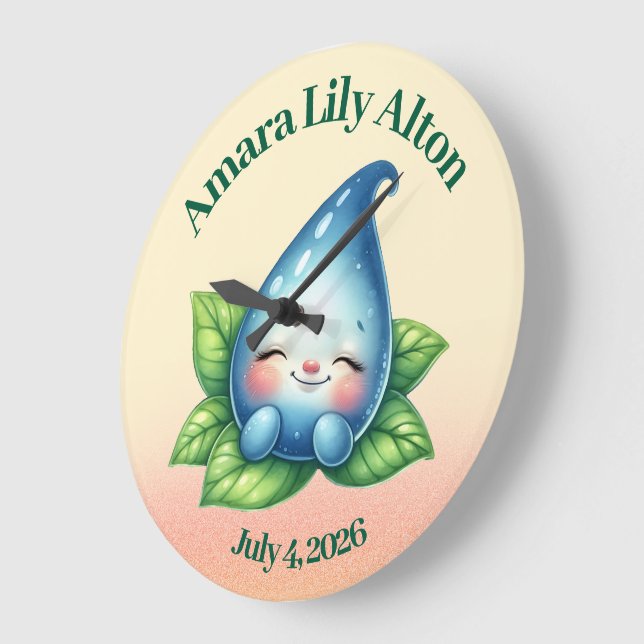 Reloj Redondo Grande Hermosa habitación de bebé durmiente con rocío (Ángulo)