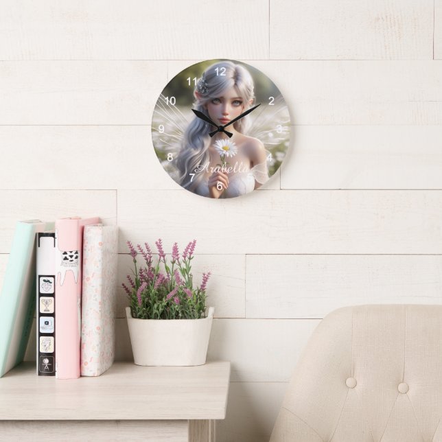 Reloj Redondo Grande Hermosa lechera de abril en Daisies (Sala de lectura)