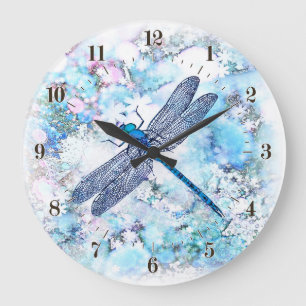 Reloj Redondo Grande Hermosa libélula azul