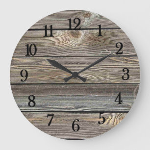 Reloj Redondo Grande Hermosa madera de aspecto auténtico Imprimir