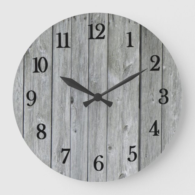 Reloj Redondo Grande Hermosa madera de barn de aspecto auténtico (Anverso)