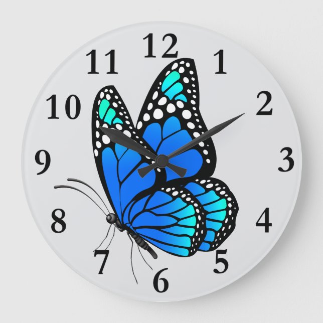 Reloj Redondo Grande Hermosa mariposa ilustrada (Anverso)