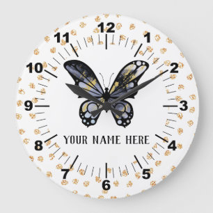 Reloj Redondo Grande Hermosa mariposa personalizada