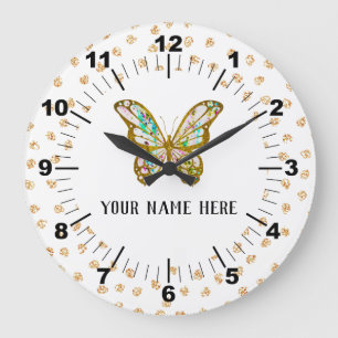 Reloj Redondo Grande Hermosa mariposa personalizada