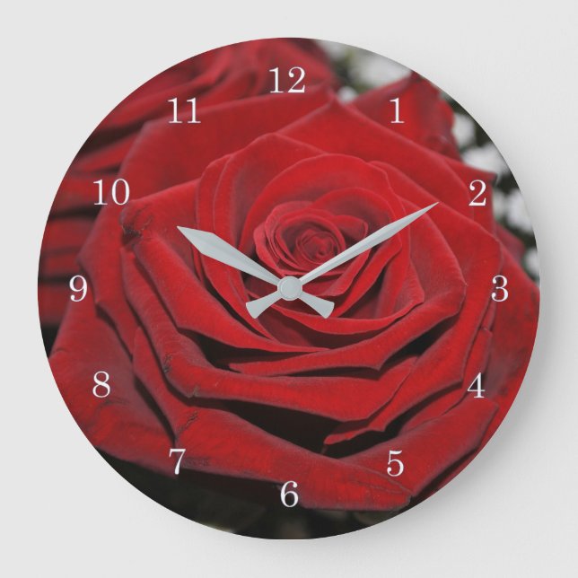 Reloj Redondo Grande Hermosa Rosa Roja (Anverso)