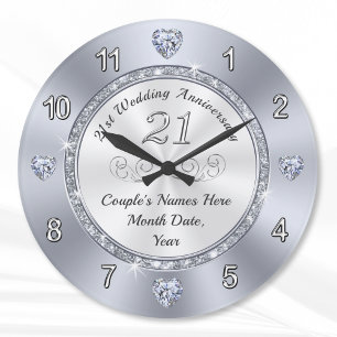 Reloj Redondo Grande Hermosas ideas de regalos para el 21º aniversario 