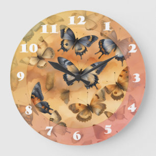 Reloj Redondo Grande Hermosas mariposas acuarelas