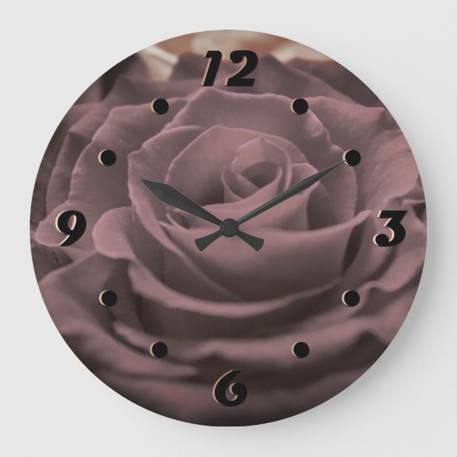 Reloj Redondo Grande Hermosas rosas rojas rosadas flores foto romántica (Anverso)