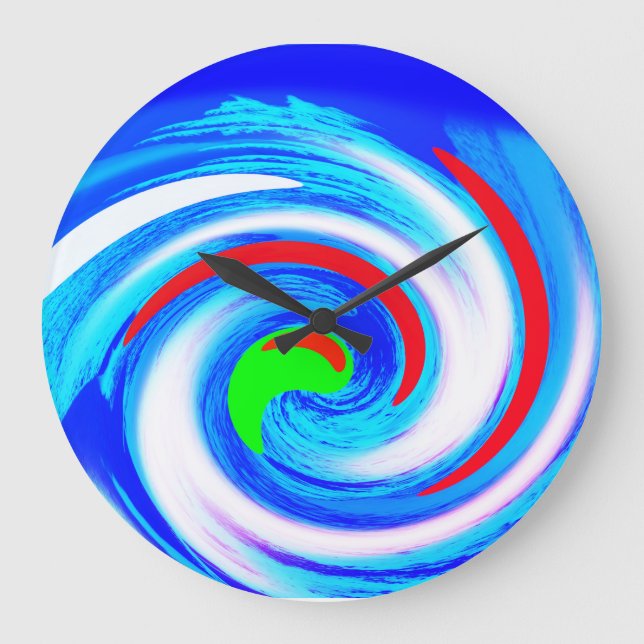 Reloj Redondo Grande Hermoso arte azul abstracto (Anverso)