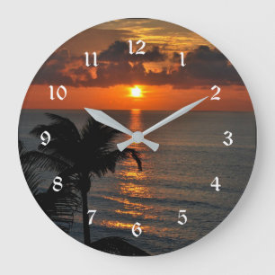 Reloj Redondo Grande Hermoso atardecer tropical