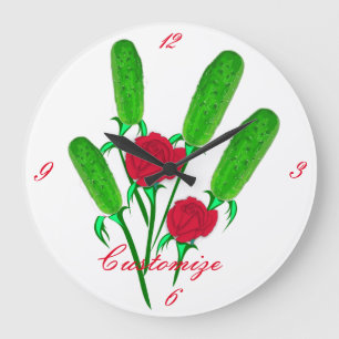 Reloj Redondo Grande Hermoso Bouquet Pickle con RosesThunder_Cove